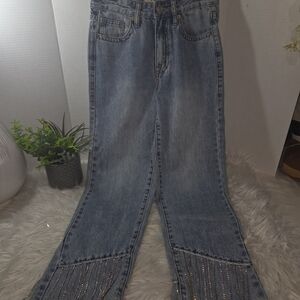 Rock & Roll Cowgirl Light Blue Cropped Jeans, Size 24 Waist